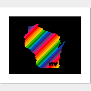 USA States: Wisconsin (rainbow) Posters and Art